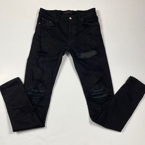 MX1 Leather Patch Ripped Skinny Jeans. Size 30.